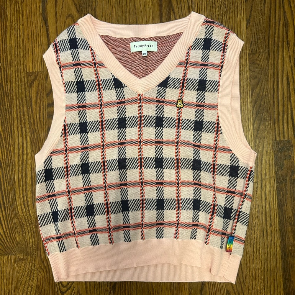 TEDDY FRESH Shrunken Plaid Vest SIZE 2XL